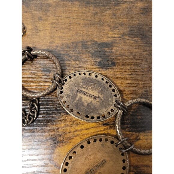 Chico's Leopard Concho Chain Belt Animal Adjustable Medallion Link Calf Hair OS - Picture 11 of 11